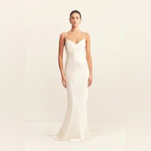 Shona Joy Ivory La Lune Low Back Gown with Train